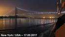 NEW YORK - gegen 5 Uhr 50 erreichen wir bei sehr nebligem Wetter die Verrazano-Narrows Bridge, die Einfahrt zum New Yorker Hafen